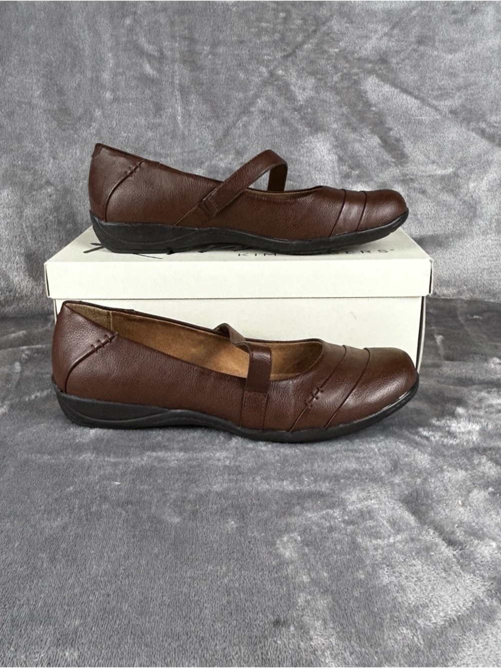 Kim Rogers Irene Mary Jane Flats Womens 9.5 M Brown Leather‎ Shoes New In Box